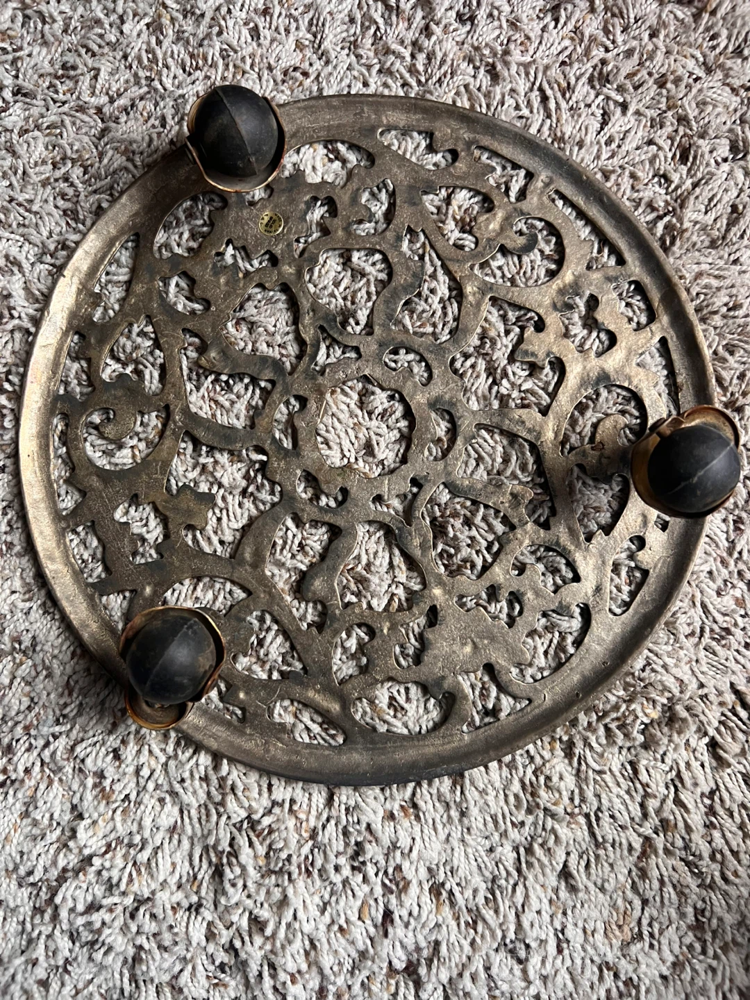 Ornate Metal Trivet with Wheels - photo 4