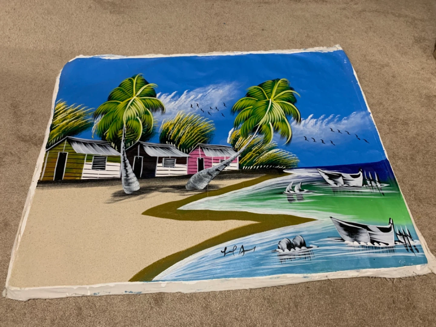 Vintage Tropical Beach Painting