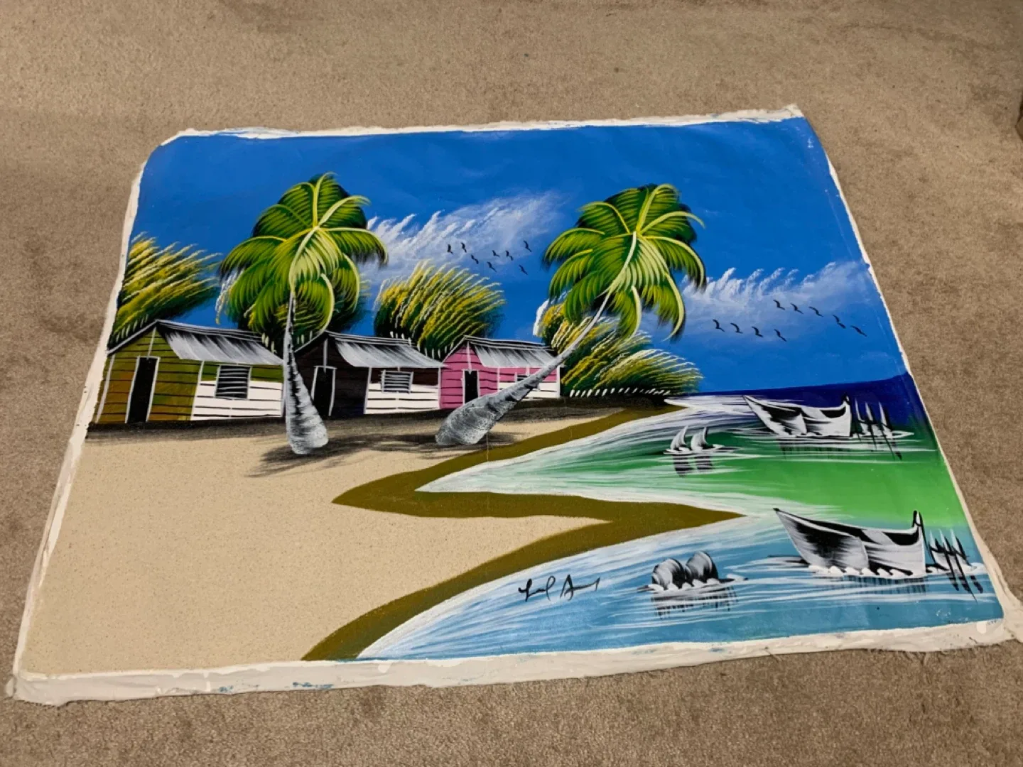 Vintage Tropical Beach Painting
