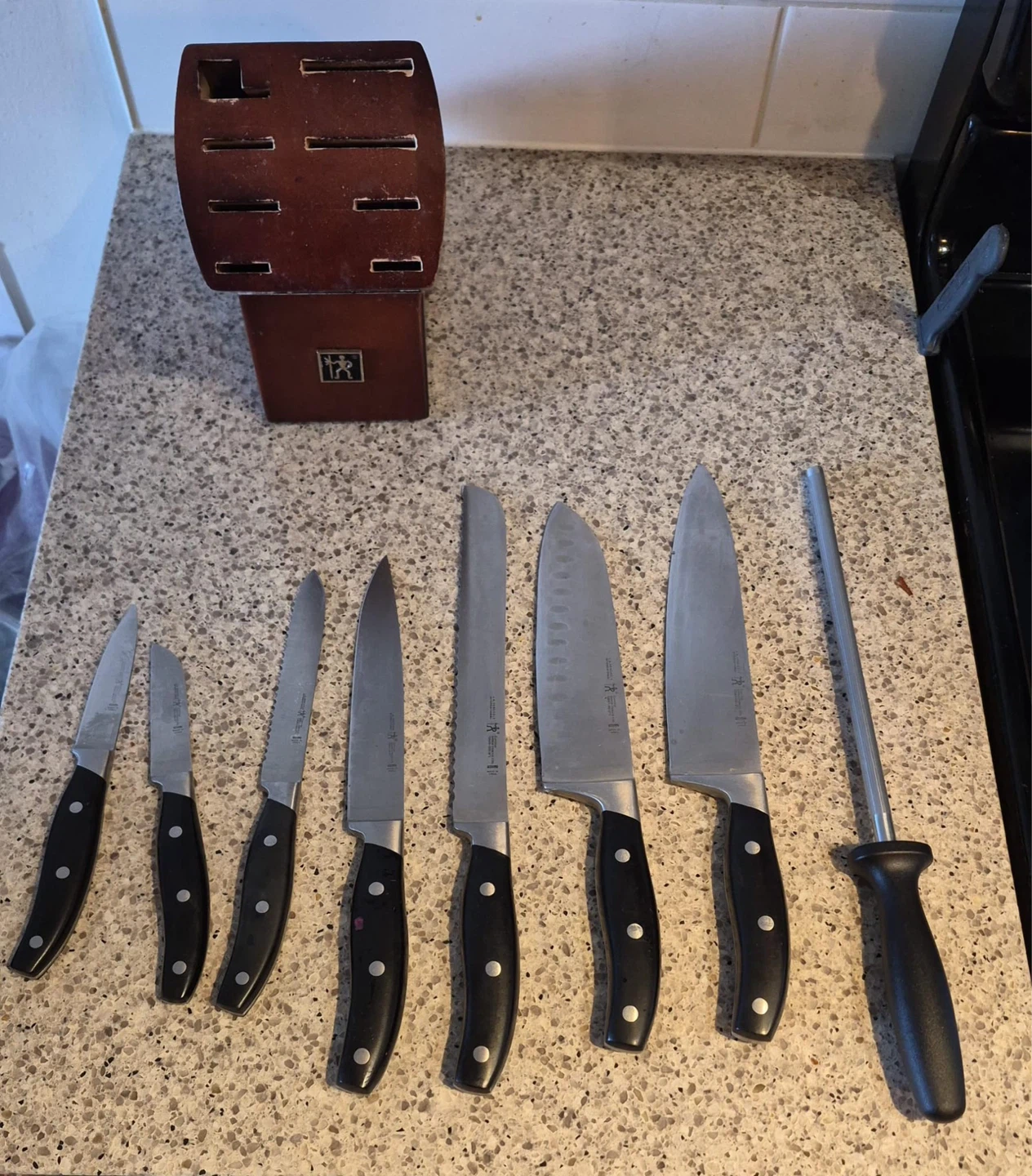 Henckels International Knife Set with Block and Honing Steel