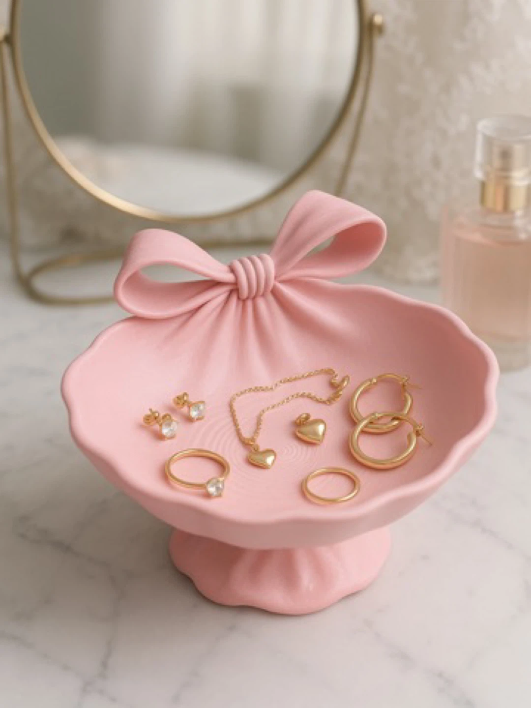 Pink Bow Trinket Dish