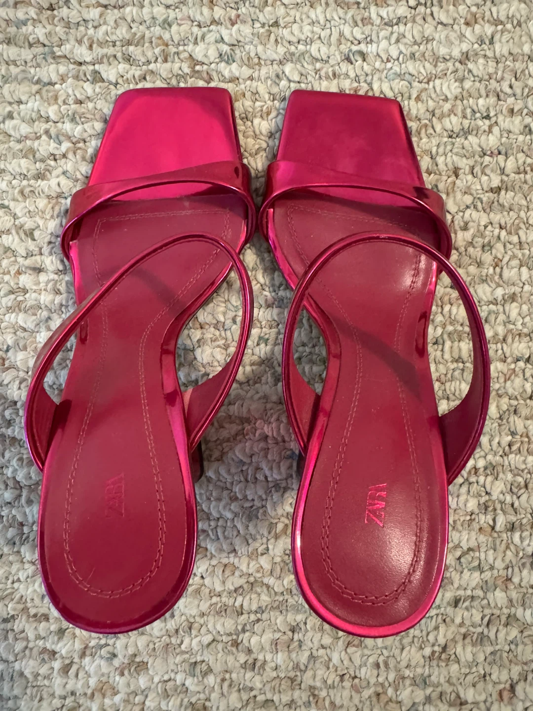 Zara Pink Metallic Block Heel Sandals - photo 3