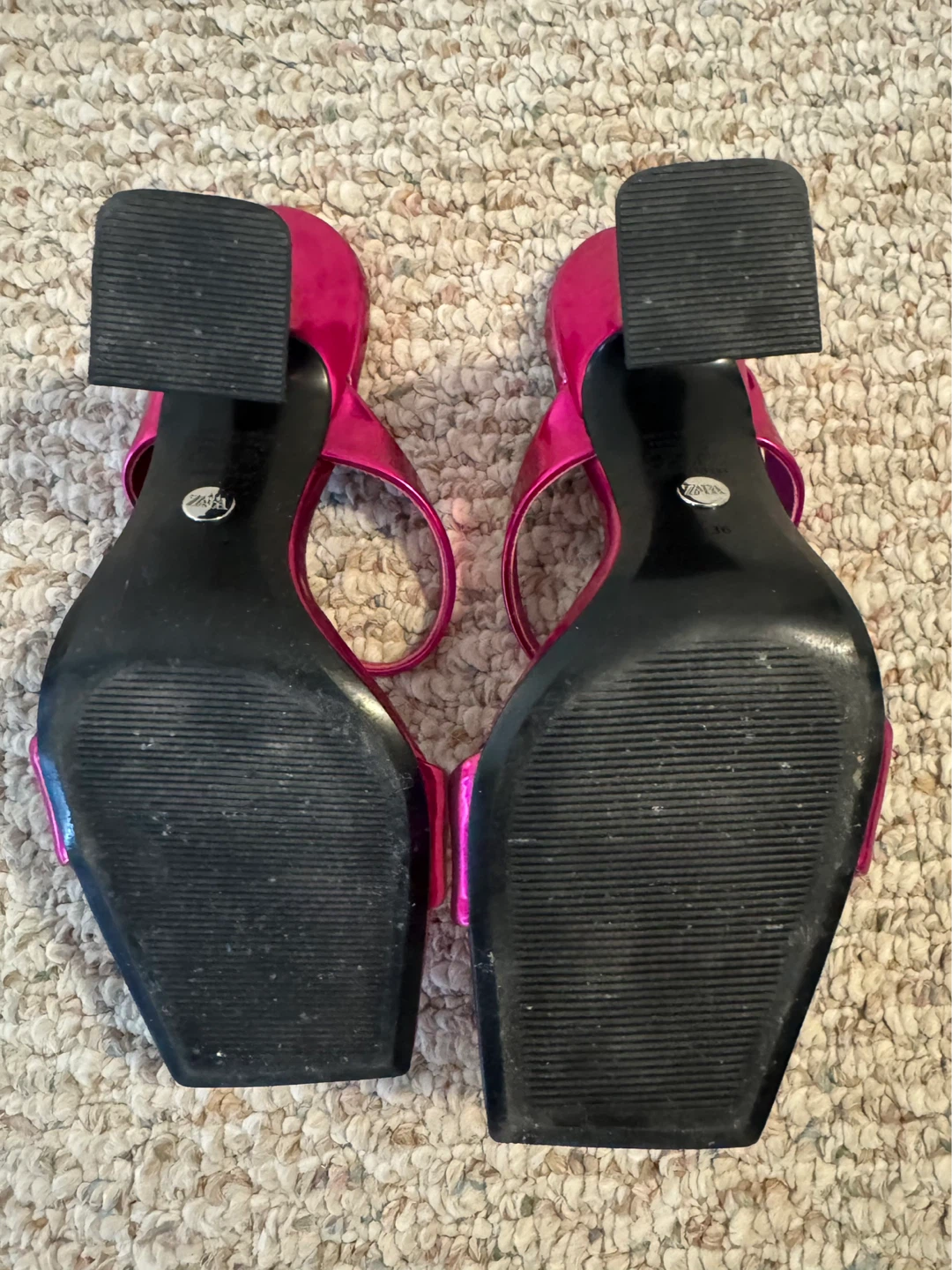 Zara Pink Metallic Block Heel Sandals - photo 4