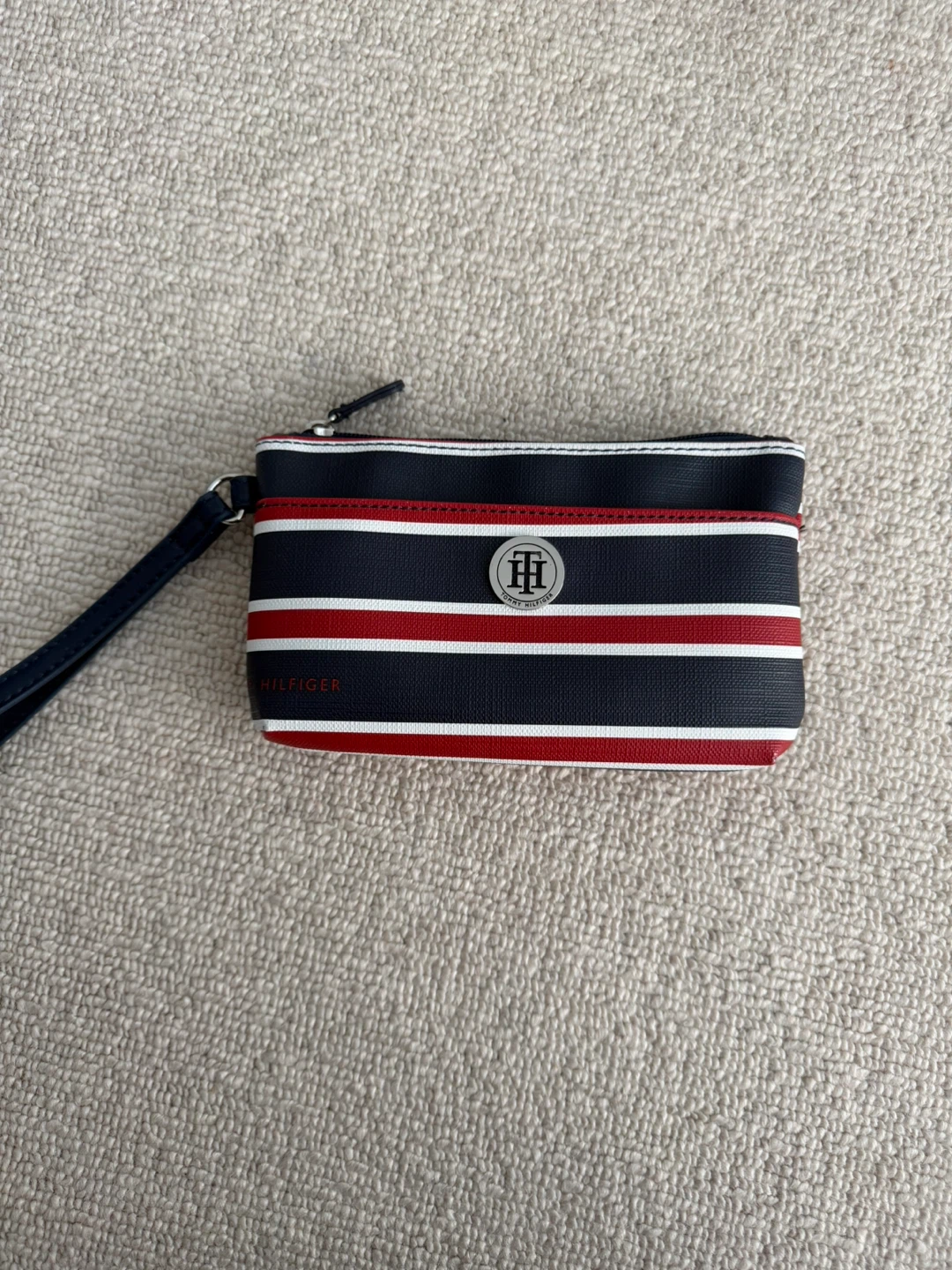 Tommy Hilfiger Wristlet Pouch Navy Red White Stripe