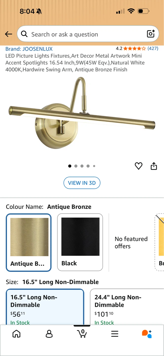 JOOSENLUX Antique Bronze Picture Light 16.54 Inch