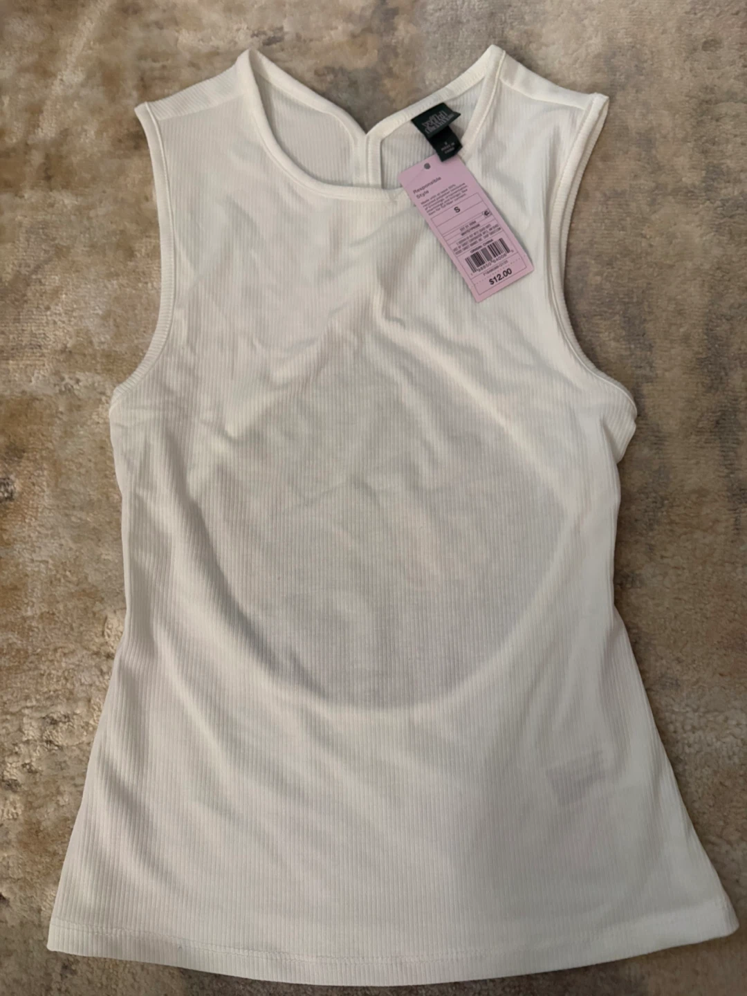 Wild Fable White Ribbed Sleeveless Open Back Tank Top Size S