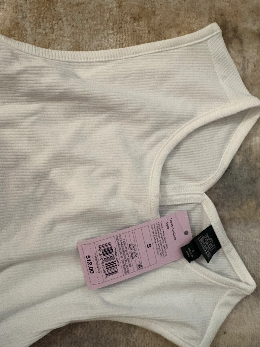 Wild Fable White Ribbed Sleeveless Open Back Tank Top Size S - photo 4