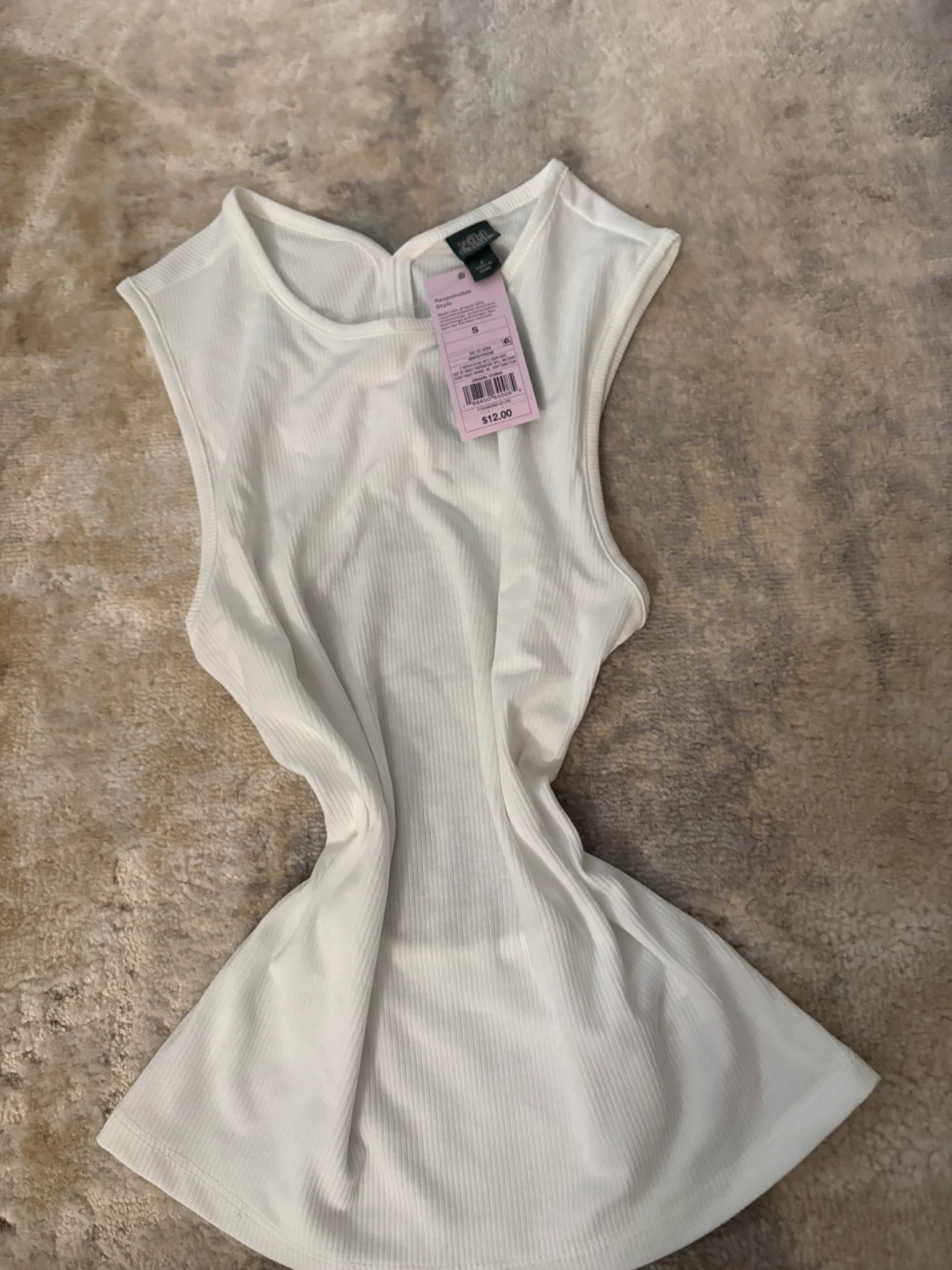 Wild Fable White Ribbed Sleeveless Open Back Tank Top Size S - photo 2