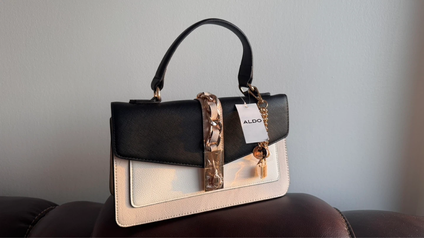 NEW ALDO Satchel Handbag - Black, White, and Pink