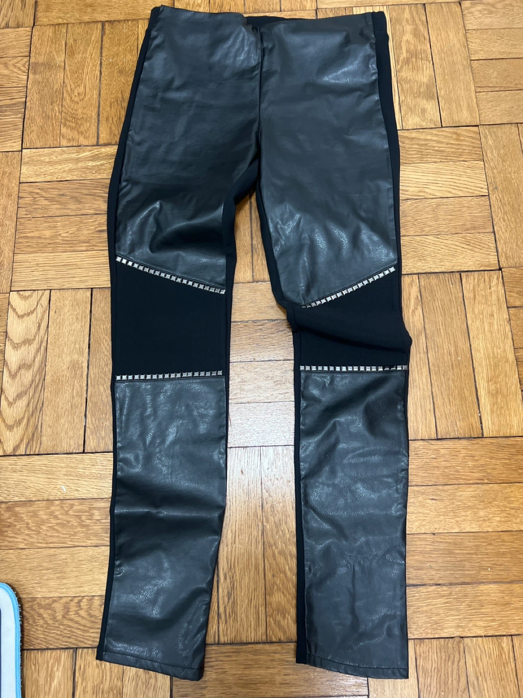 Black Faux Leather Paneled Leggings