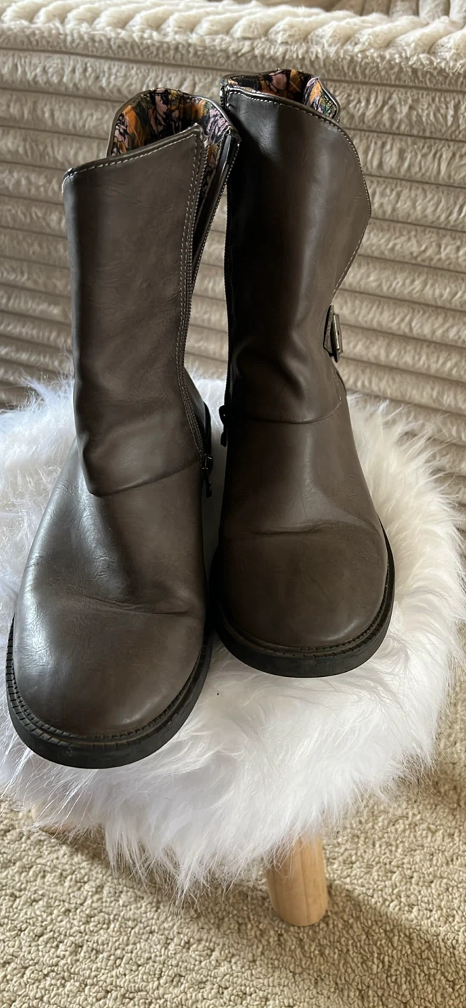 Blowfish Women's Brown grey Faux Leather Buckle Boots