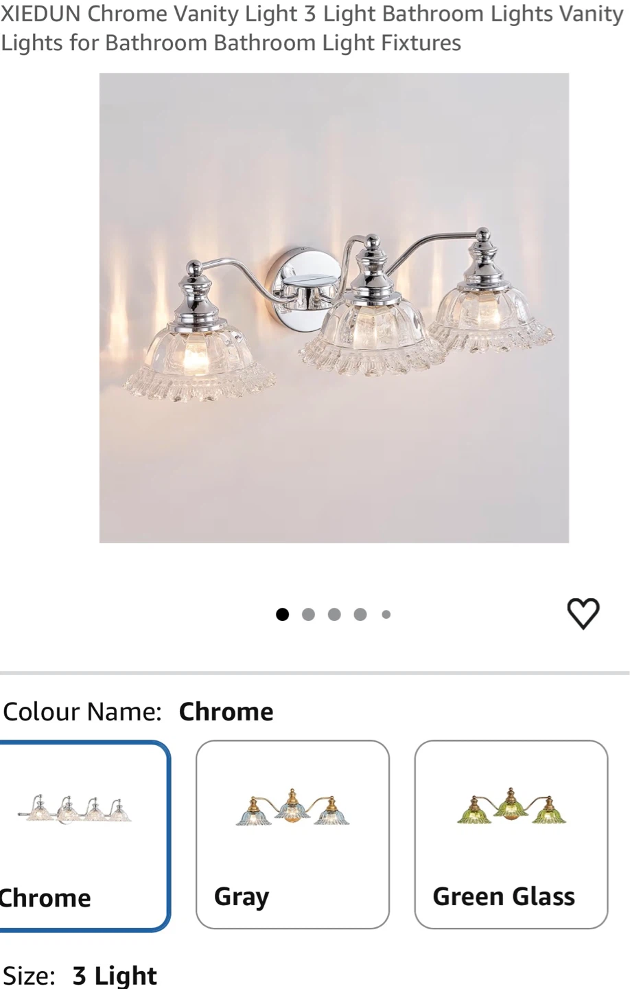 Chrome Vanity Light 3 Light Bathroom Fixture 2B