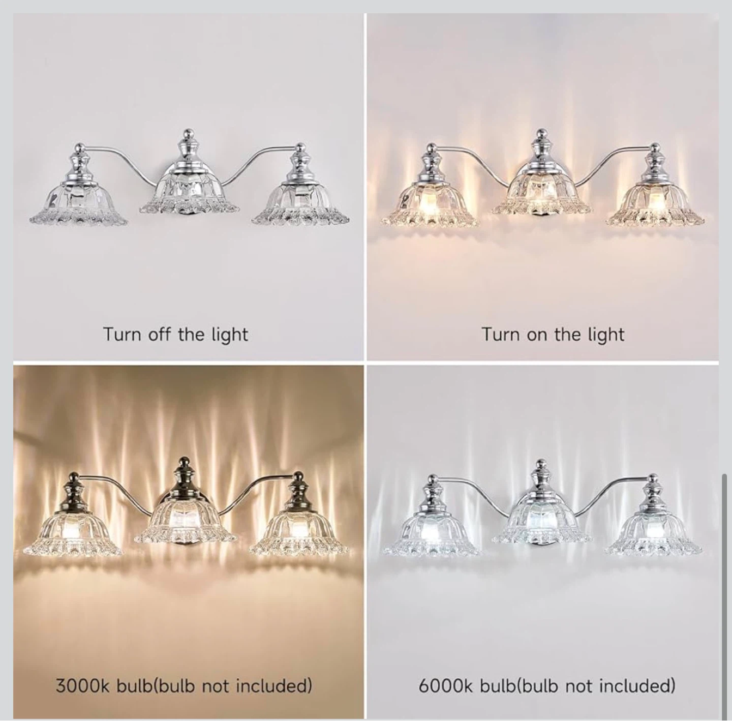 Chrome Vanity Light 3 Light Bathroom Fixture 2B - photo 5