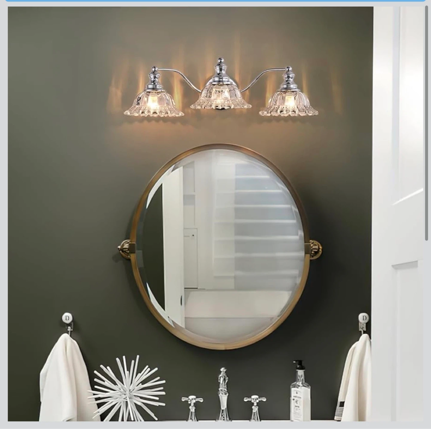 Chrome Vanity Light 3 Light Bathroom Fixture 2B - photo 2