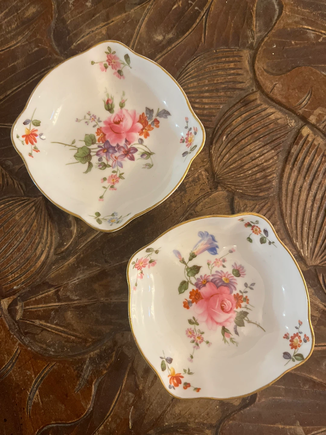 Set of 2 Floral Ceramic Trinket Dishes