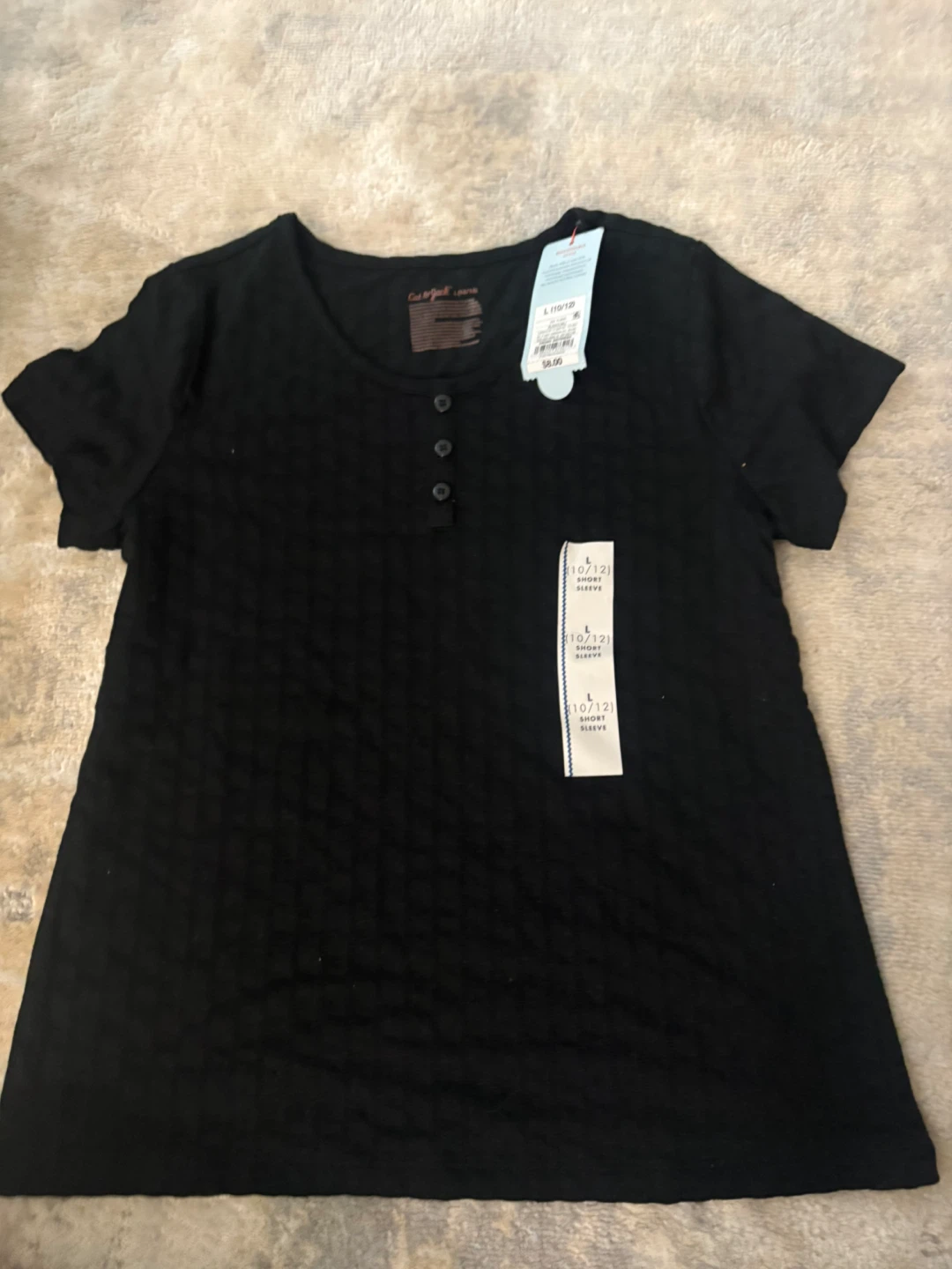 Cat & Jack Black Short Sleeve Henley Top L (10/12) - photo 3
