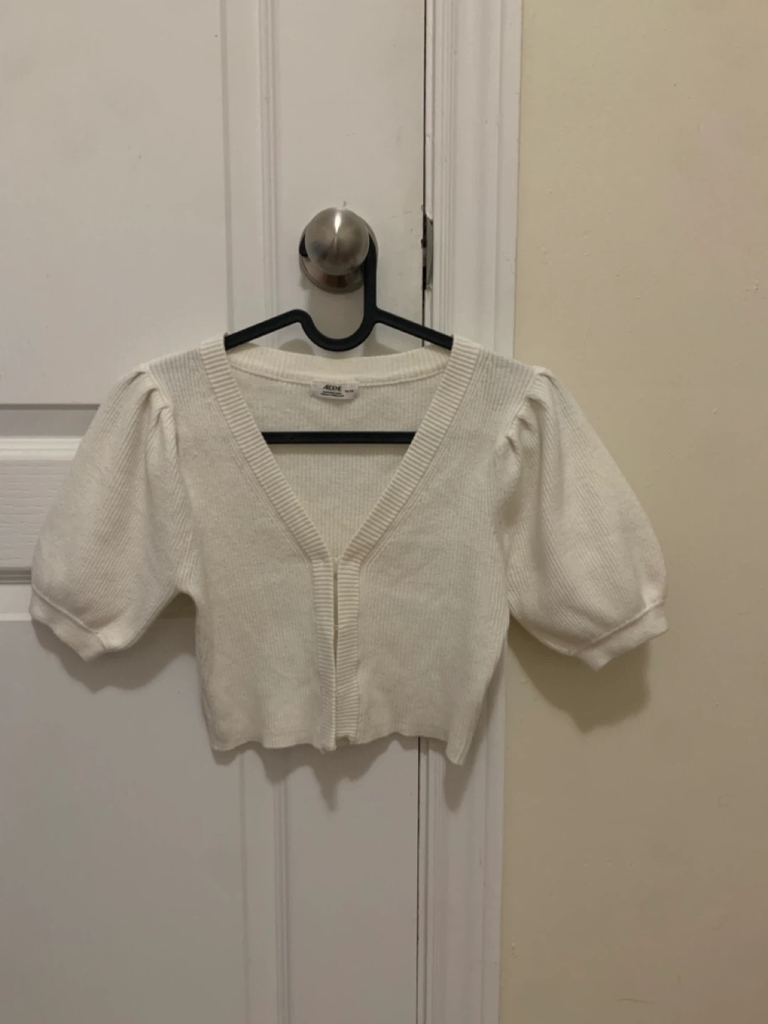 White Puff Sleeve Cardigan