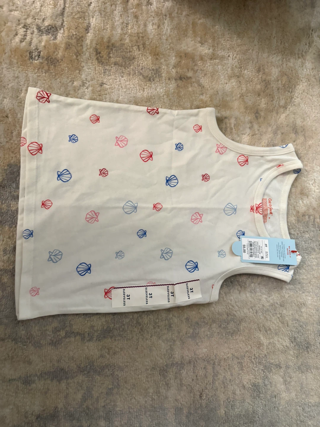 Cat & Jack White Seashell Print Sleeveless Tank Top - 3T - photo 4