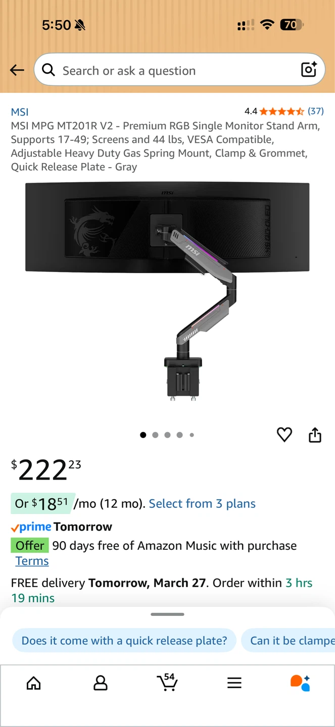 MSI MPG MT201R V2 Monitor Arm - photo 4
