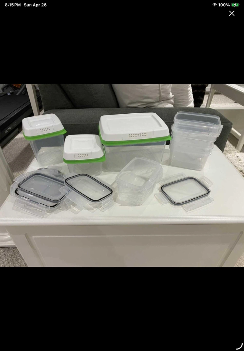 Set of Plastic Food Storage Containers with Lids