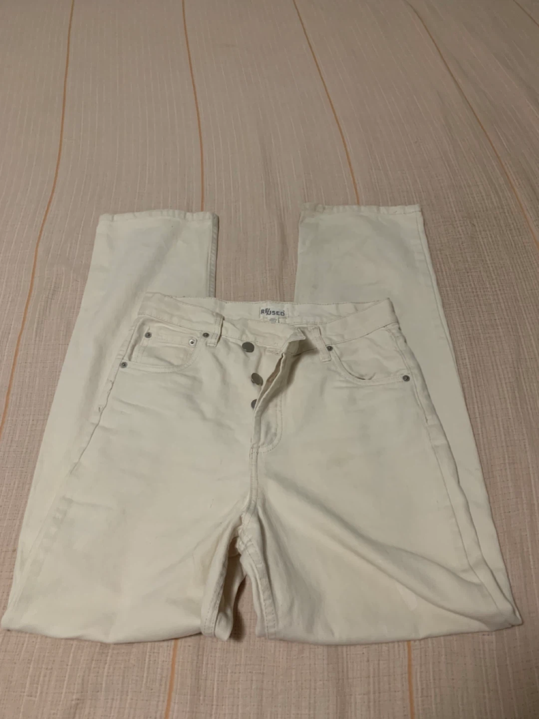 Cream Straight Leg Jeans