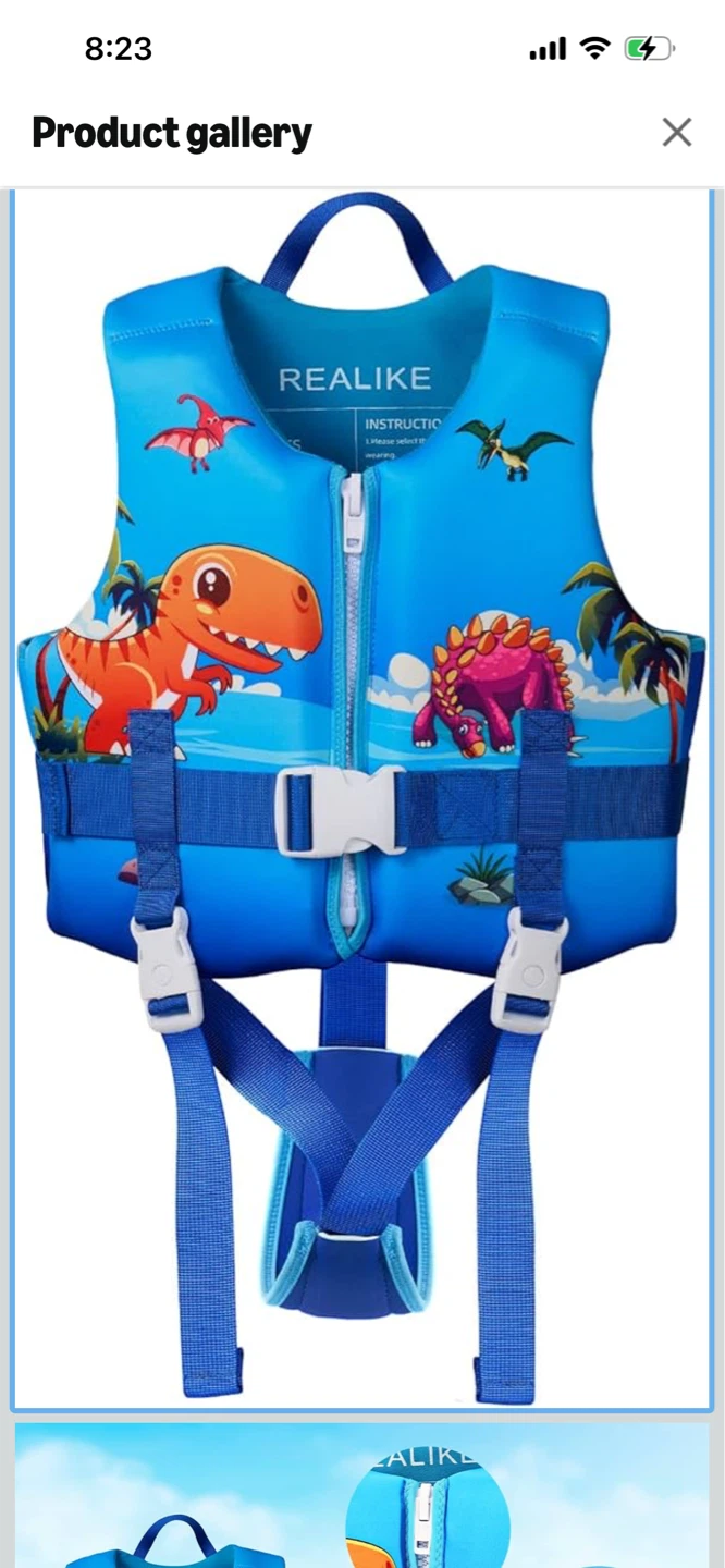New Large Size REALIK E Kids Dinosaur Life Jacket Vest