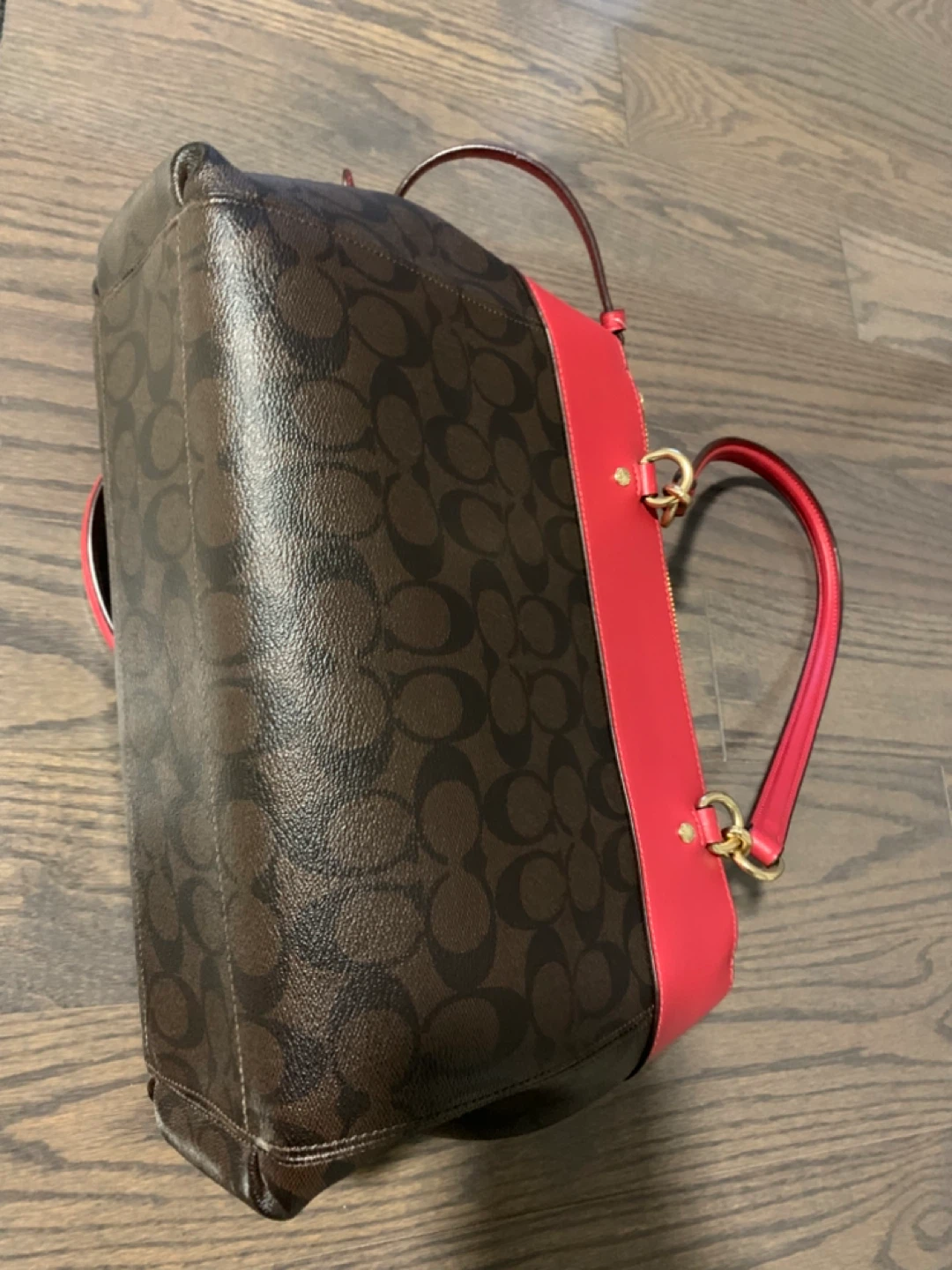 Coach Signature Canvas Red Leather Trim Tote Bag - photo 3
