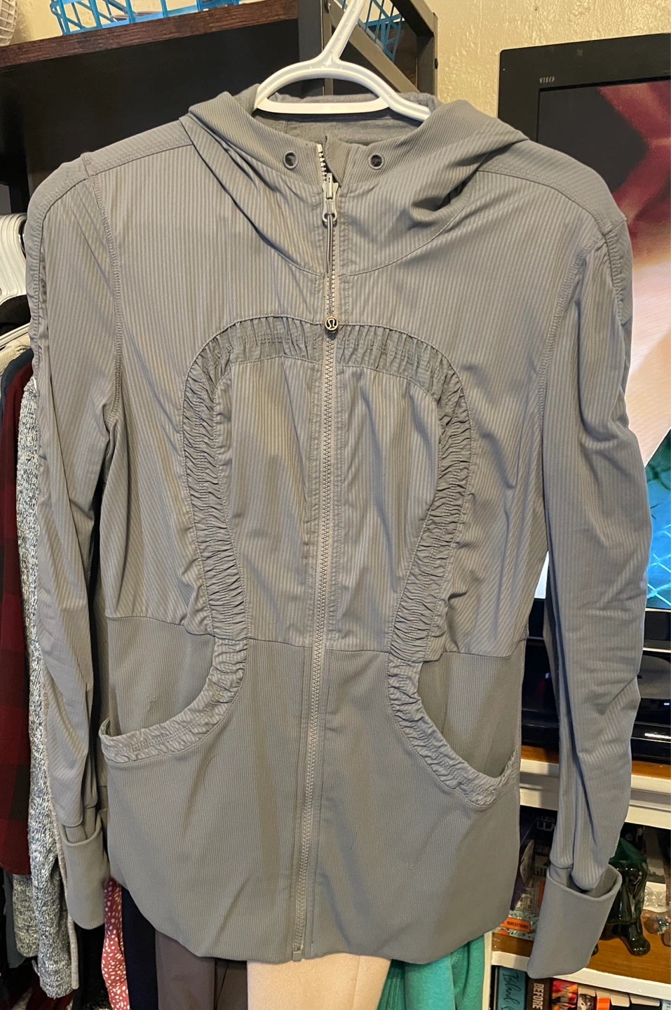Lululemon Grey Striped Hoodie Jacket
