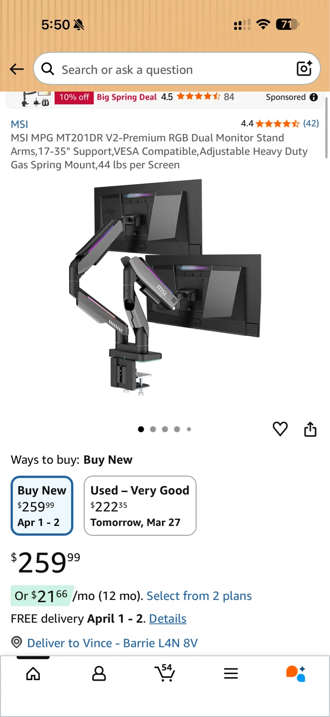 MSI MPG MT201DR V2 Dual Monitor Stand - photo 5