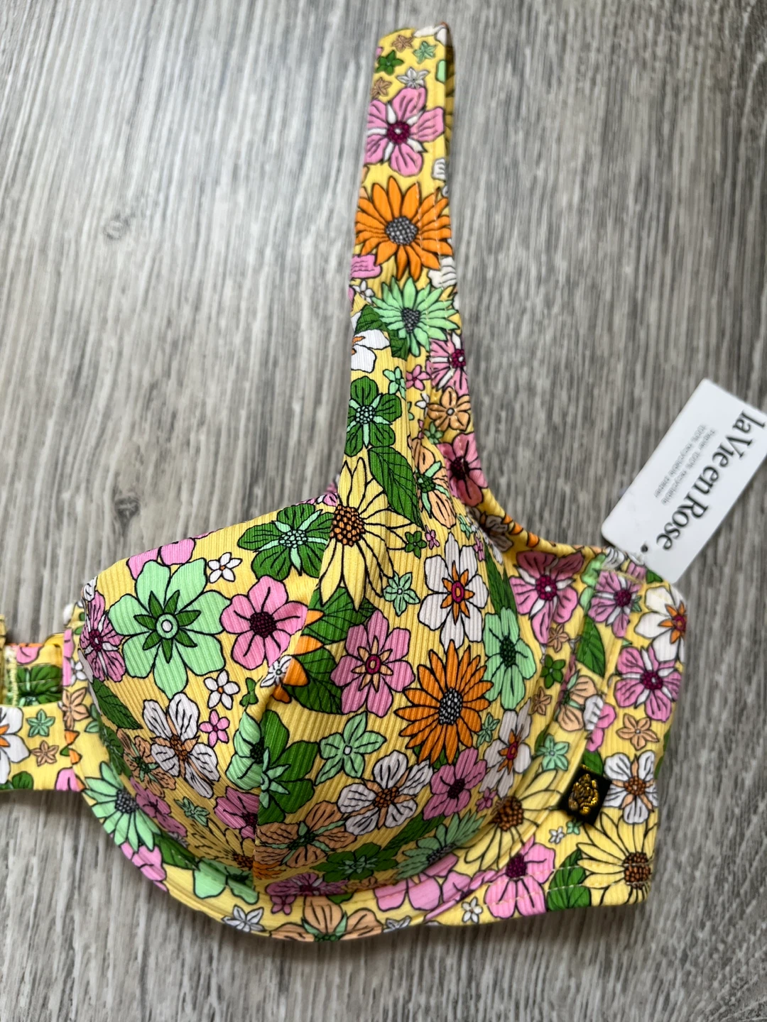 La Vie en Rose Floral Bikini Top, Size S - photo 3