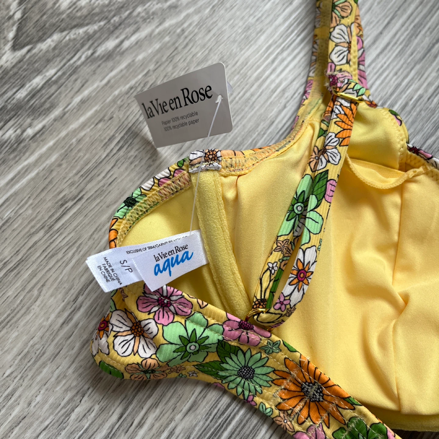 La Vie en Rose Floral Bikini Top, Size S - photo 5