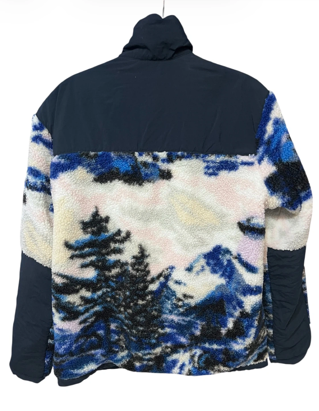 H&M Sherpa Fleece Jacket – Blue Mountain Print | Size M - photo 4