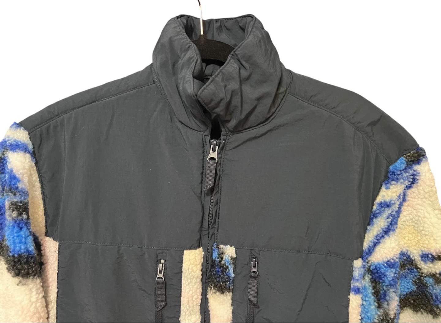 H&M Sherpa Fleece Jacket – Blue Mountain Print | Size M - photo 3