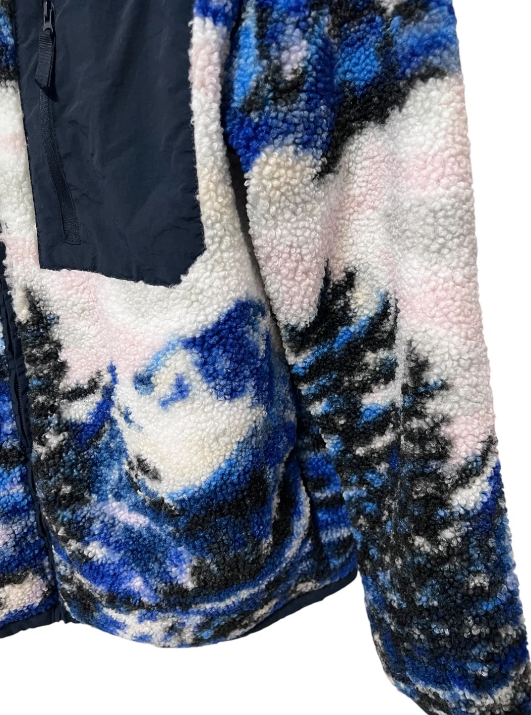 H&M Sherpa Fleece Jacket – Blue Mountain Print | Size M - photo 2