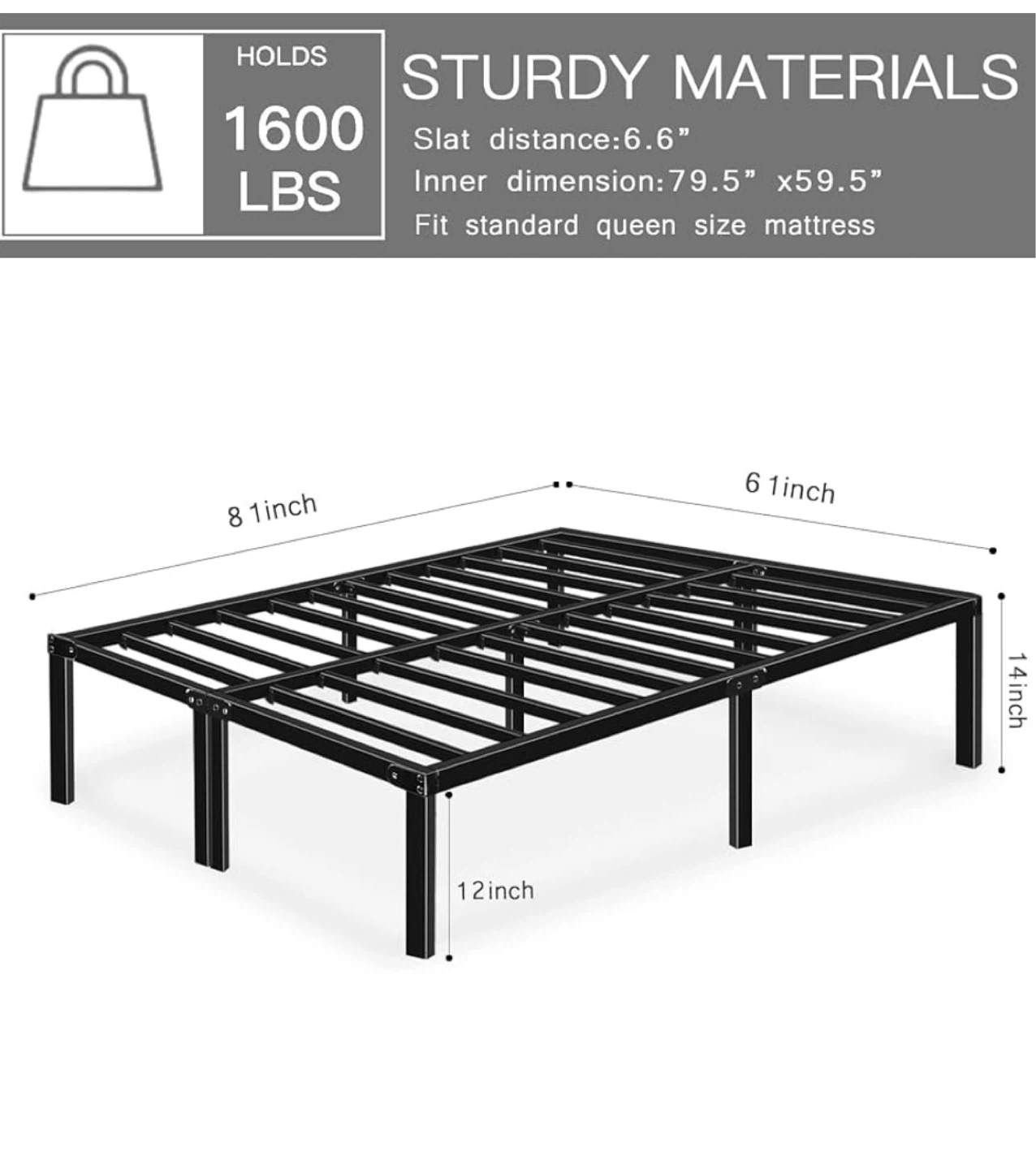 Queen Size Metal Bed Frame