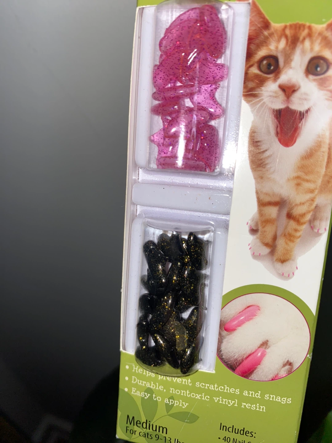 Medium Kitty Caps - Pink Glitter & Black 🌱 - photo 3