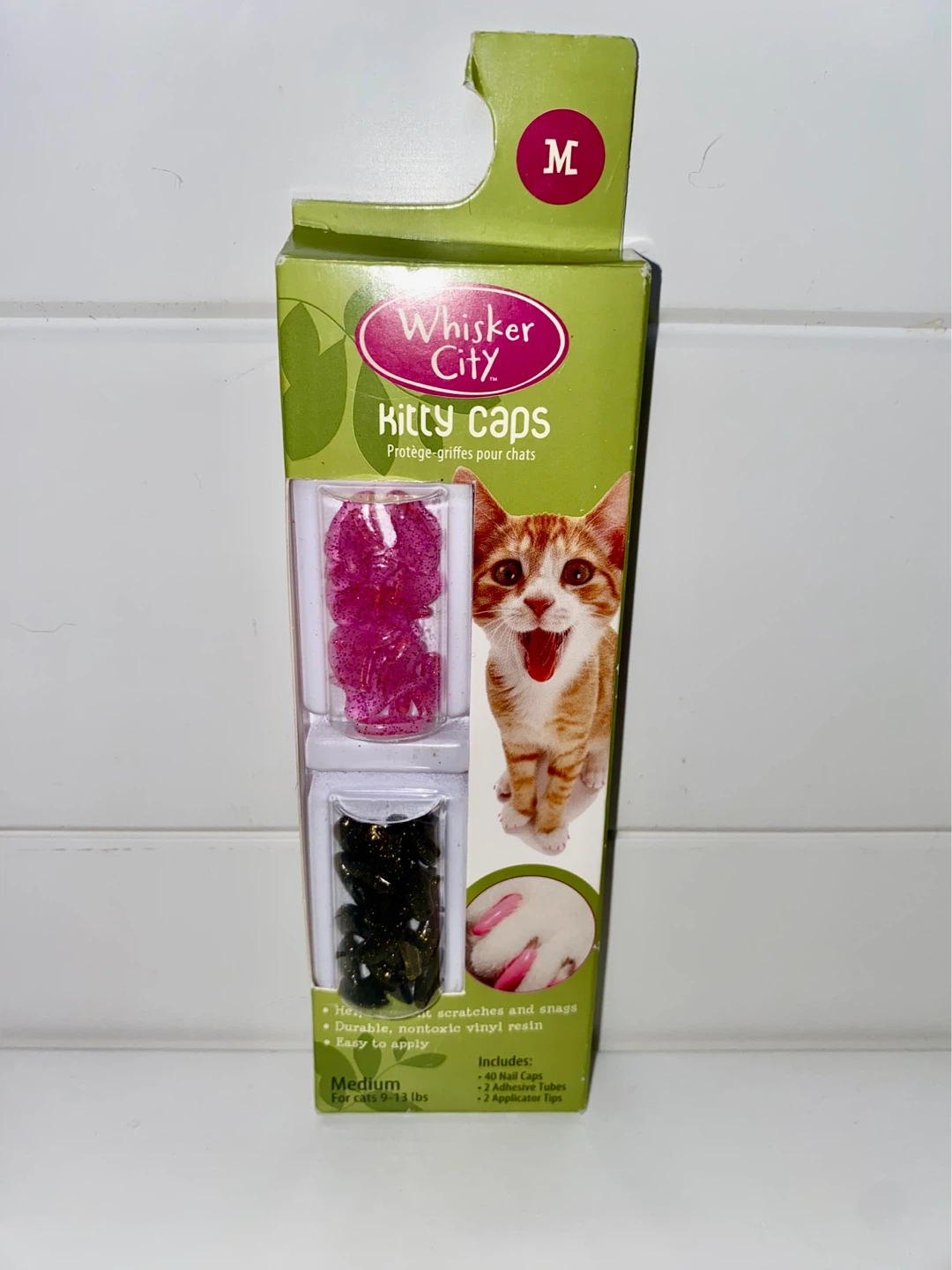 Medium Kitty Caps - Pink Glitter & Black 🌱