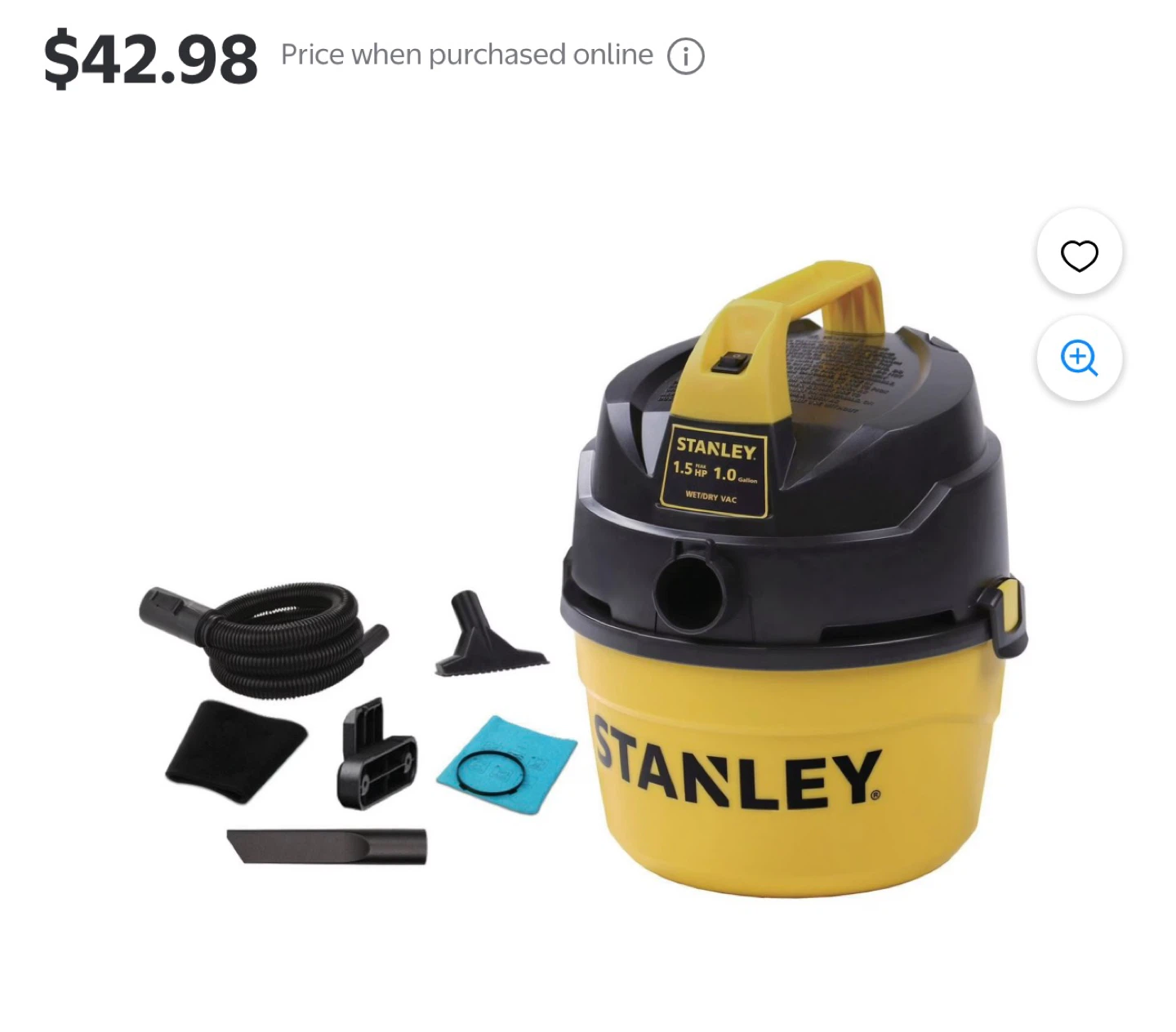 Stanley 1.5 HP 1.0 Gallon Wet/Dry Vac - photo 4