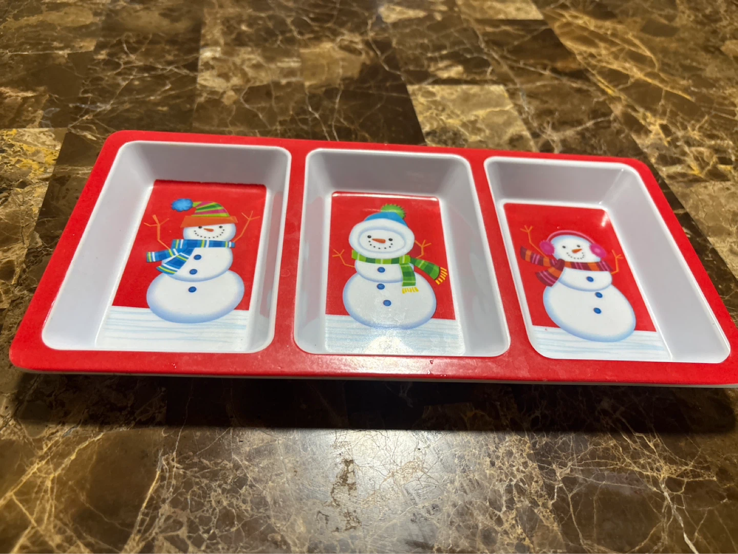 Christmas Snowman Divided Serving Tray