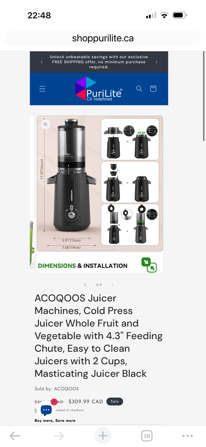 ACOQOOS Cold Press Juicer - Black - photo 2