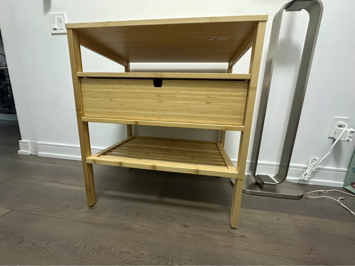 Bamboo 2-Tier Nightstand with Drawer