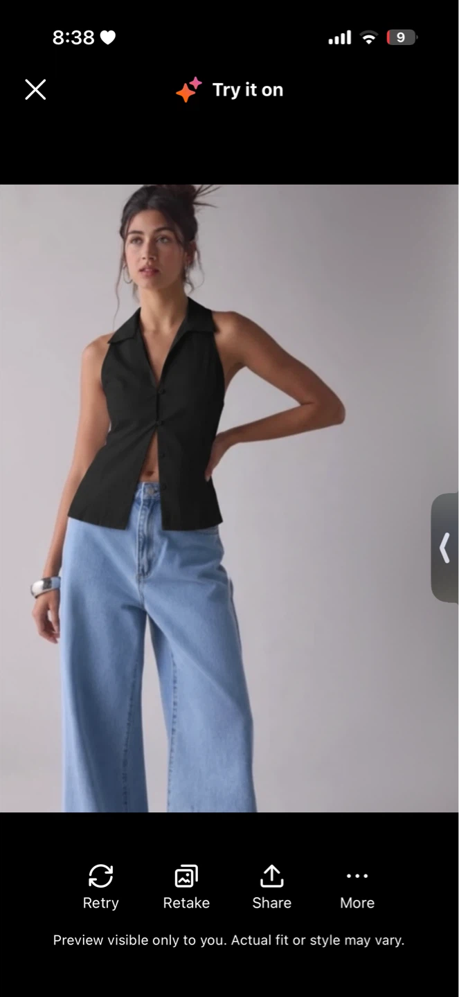 Urban Outfitters Black Sleeveless  Button-Up Top - Size M