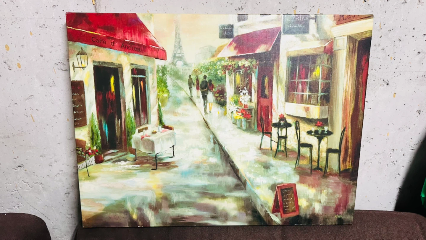 Paris Cafe Scene Canvas Painting