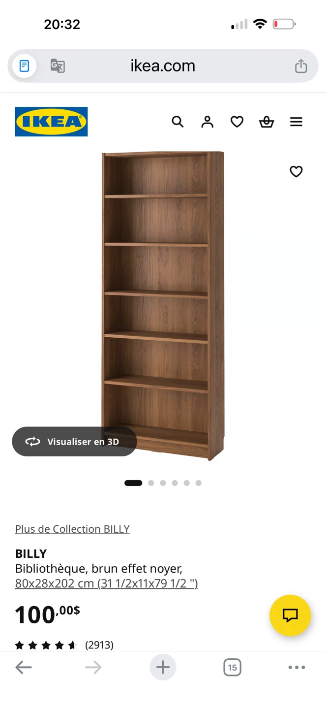 Like New IKEA BILLY Bookcase - Brown Effect Walnut, 80x28x202 cm