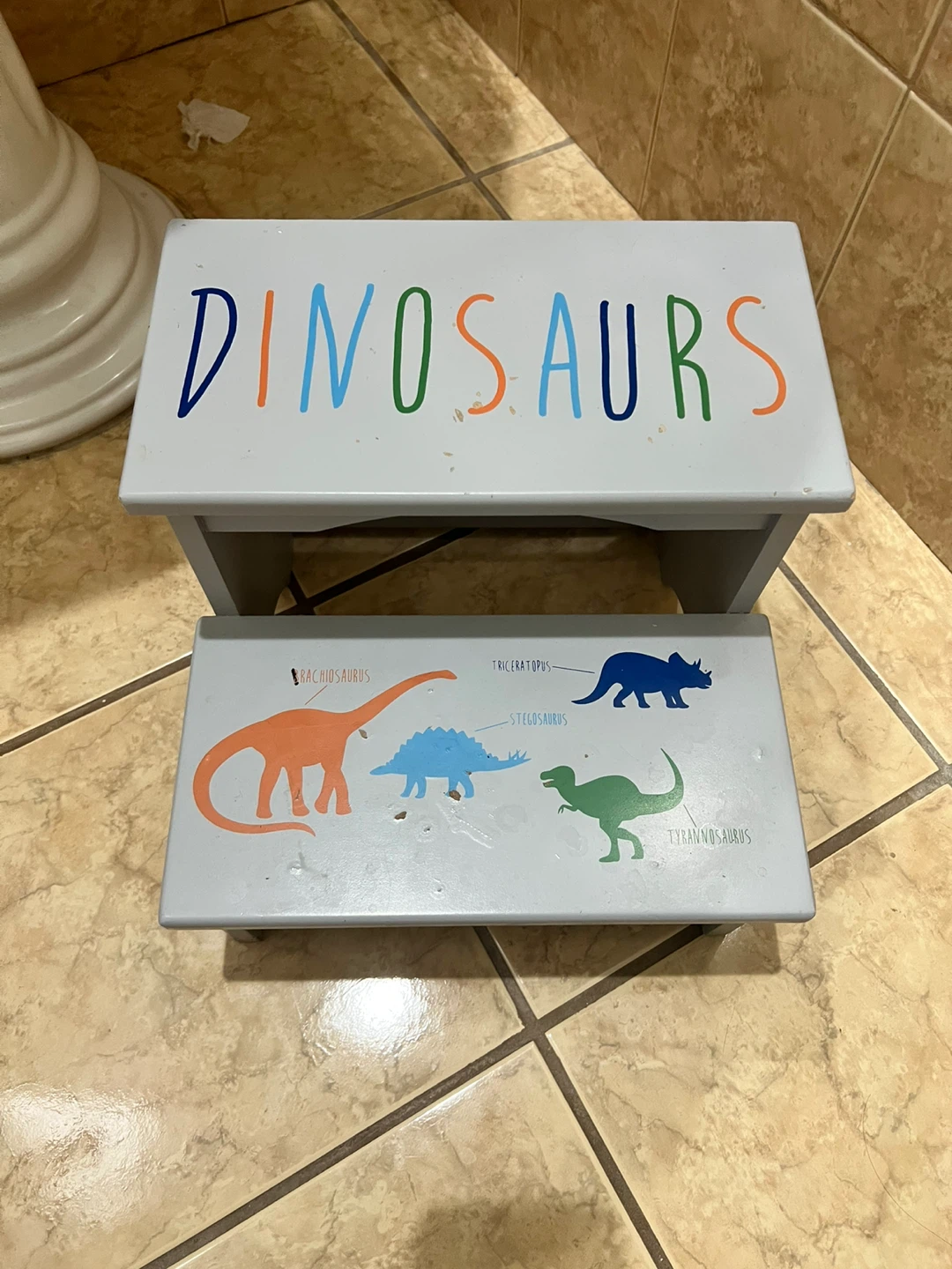 Kids wood Dinosaur Step Stool