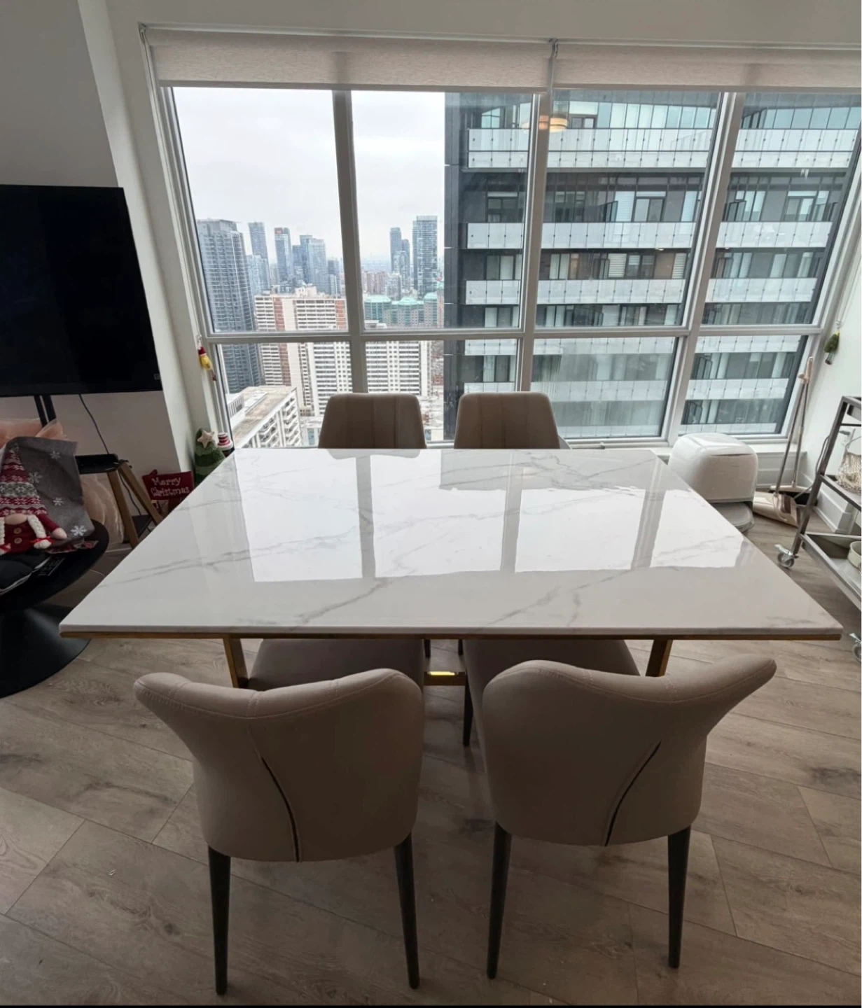 Marble Top Dining Table with Gold Legs