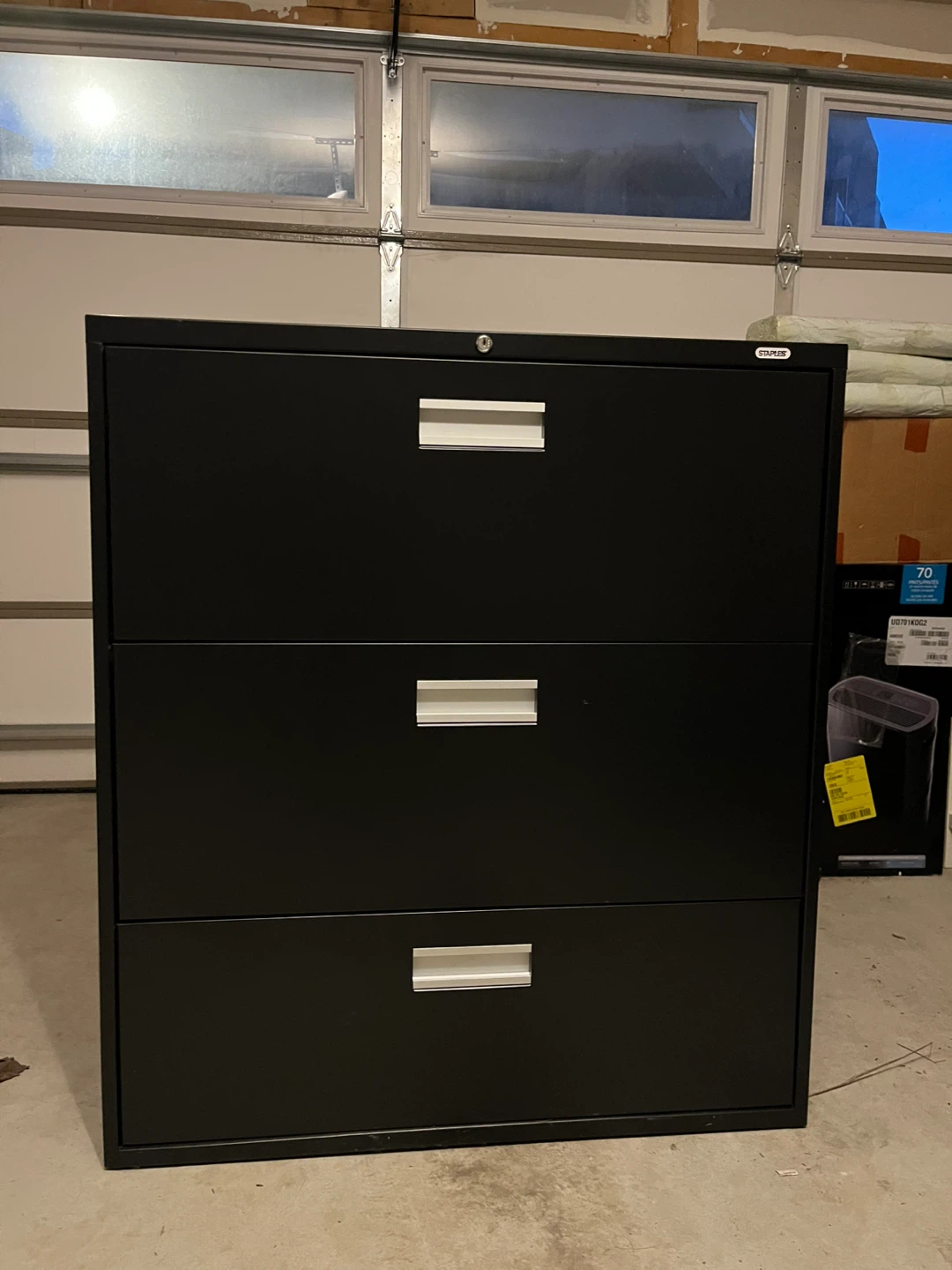 Staples Black 3-Drawer Filing Cabinet