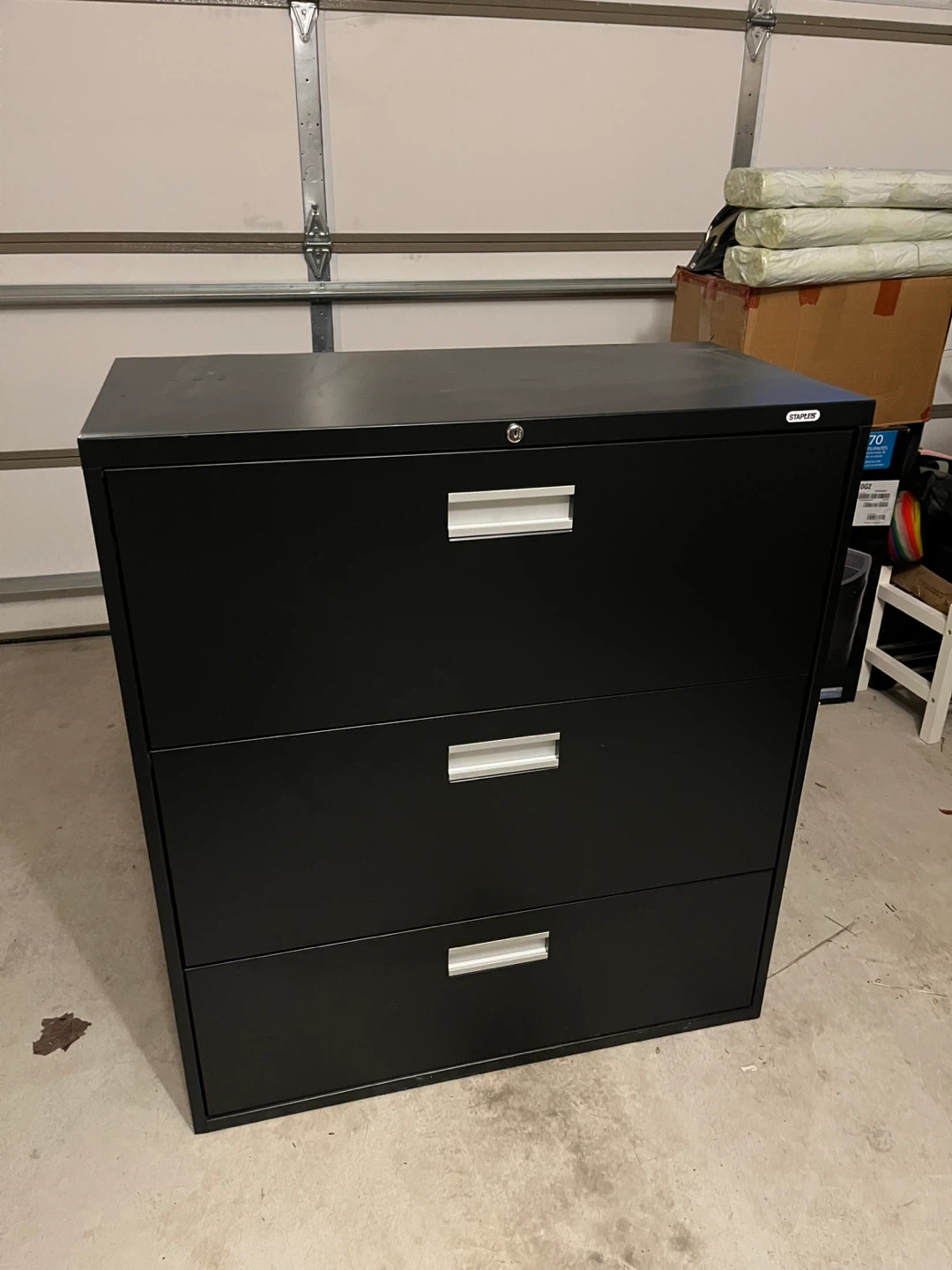 Staples Black 3-Drawer Filing Cabinet - photo 2