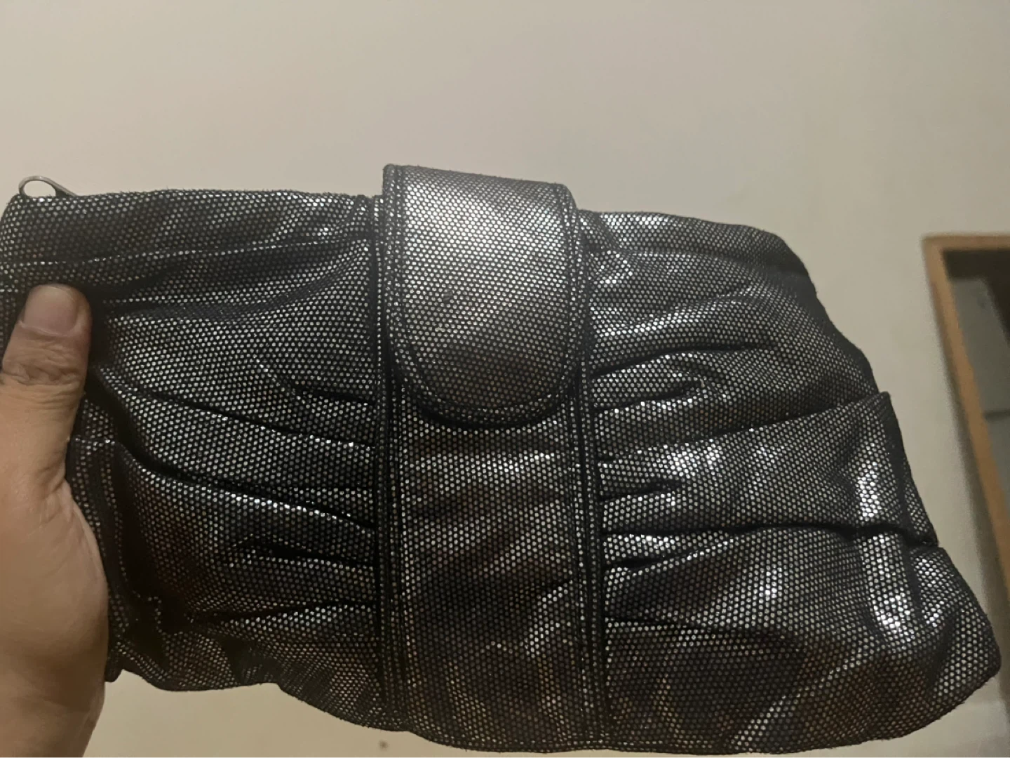 Silver Textured Clutch Purse