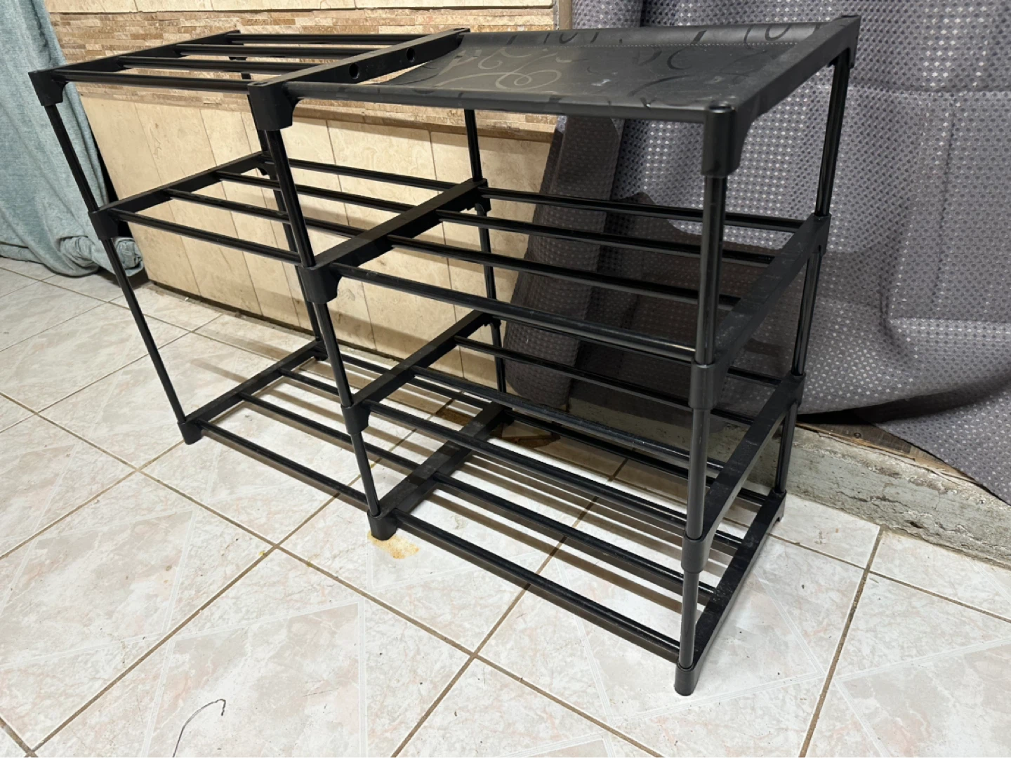 Black 4-Tier Plastic Shoe Rack - photo 2